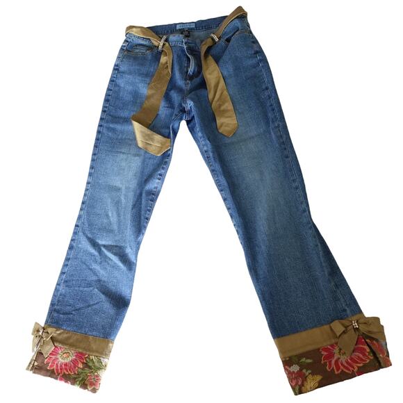 The Denim Taylor brocade n bling jean jacket n silk belted jeans n trim 14 - Picture 13 of 16